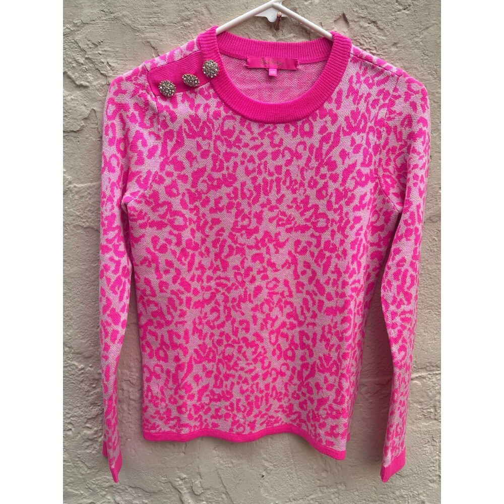Sweater Lily Pulitzer light weight pink animal print sweater